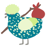 A sea and apple chicken with a speckle pattern