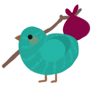 test, a turquoise chicken with a bar pattern