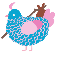A cerulean and pink chicken with a lace pattern