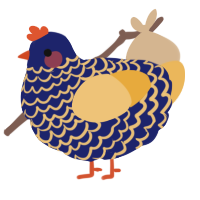 A navy and honey chicken with a lace pattern