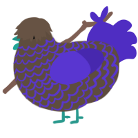 Can, a bark and indigo chicken with a lace pattern