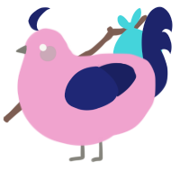 A pink and navy chicken