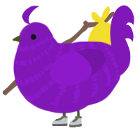 Gum Chewer, a violet chicken with a bar pattern
