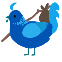 A ultramarine and sky chicken with a neck-speckle pattern