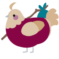 A maroon and beige chicken with a head pattern