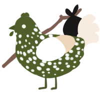 A olive and cream chicken with a speckle pattern