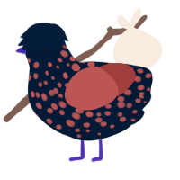 A tumblr and red chicken with a speckle pattern