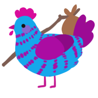 A sky and plum chicken with a bar pattern