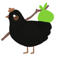 A black chicken with a head pattern