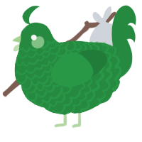 A viridian chicken with a lace pattern