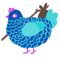 A ultramarine and aqua chicken with a lace pattern