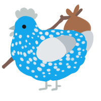 A sky and mist chicken with a speckle pattern