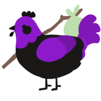 A sable and violet chicken with a head pattern