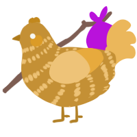 A gold and honey chicken with a bar pattern