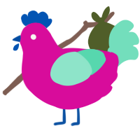 A fuchsia and mint chicken