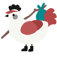 Yi Xi, a white and red chicken