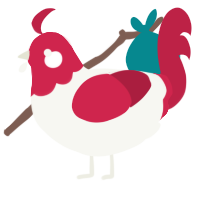 A white and crimson chicken with a head pattern