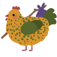 A orange and olive chicken with a speckle pattern