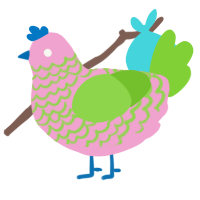 A pink and grass chicken with a lace pattern