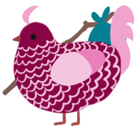 A maroon and pink chicken with a lace pattern