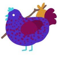 A indigo and wine chicken with a speckle pattern
