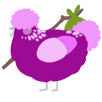 A plum and lavender chicken with a neck-speckle pattern