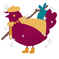 A maroon chicken with a lace pattern