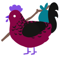 Plum Jam, a maroon and black chicken with a half-lace pattern