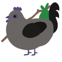A grey and sable chicken