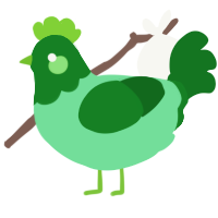 A spring and leaf chicken with a head pattern