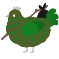 A olive and leaf chicken with a bar pattern