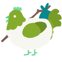 A white and chartreuse chicken with a head pattern