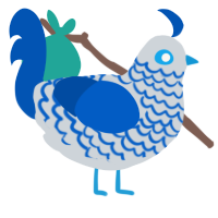 Sir Tristan, a mist and ultramarine chicken with a lace pattern