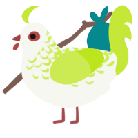 A white and lime chicken with a half-lace pattern