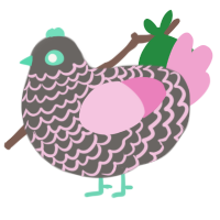 Pint, a grey and pink chicken with a lace pattern