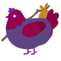 A overcast and maroon chicken with a head pattern