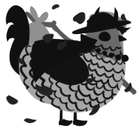 A silver and black chicken with a lace pattern