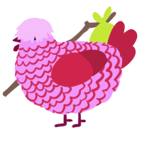 A lavender and crimson chicken with a lace pattern