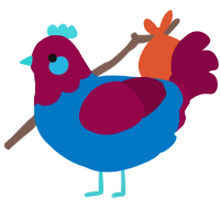 A sapphire and maroon chicken with a head pattern