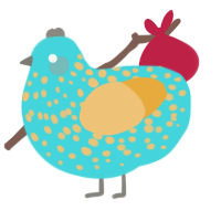A aqua and honey chicken with a speckle pattern