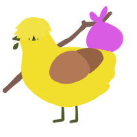 A yellow and brown chicken