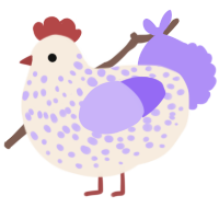 A cream and lilac chicken with a speckle pattern