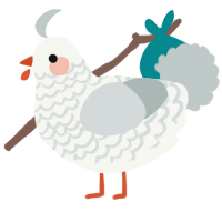 A white and silver chicken with a lace pattern