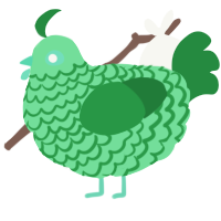 A spring and viridian chicken with a lace pattern