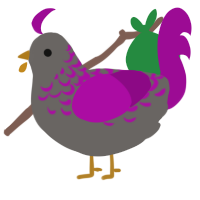 A grey and plum chicken with a half-lace pattern