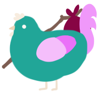 A turquoise and lavender chicken