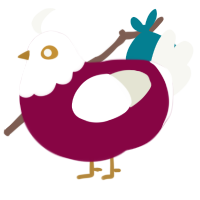 A maroon and white chicken with a head pattern