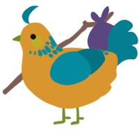 A orange and sea chicken with a neck-speckle pattern