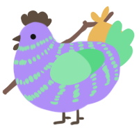 A lilac and spring chicken with a bar pattern