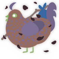 A russet and overcast chicken with a speckle pattern